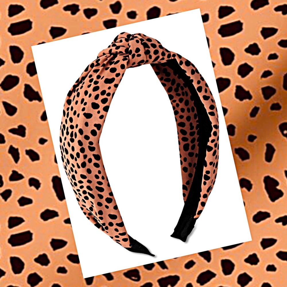 New Brown Cheetah Print Knot Fabric Headband